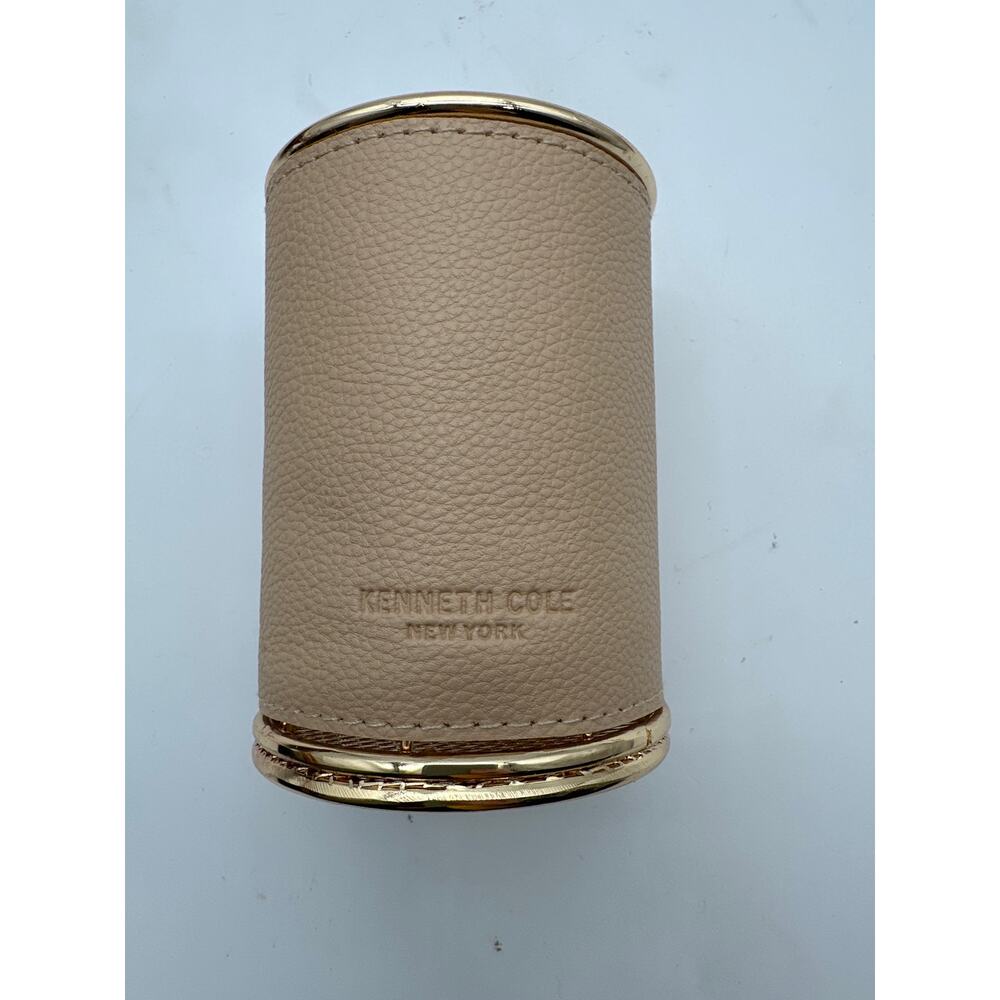 Leather Kenneth Cole New York pencil holder gold wire mesh bottom Office Supply